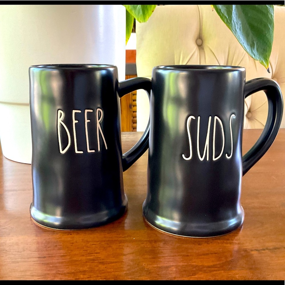Set of Rae Dunn Ceramic BEER and Suds Mugs